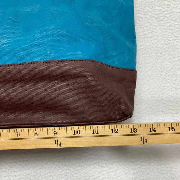 Tory Burch Jaden Bag Coconut Blue Brown Canvas Leather Shopping Tote Purse Women - Picture 2 of 12